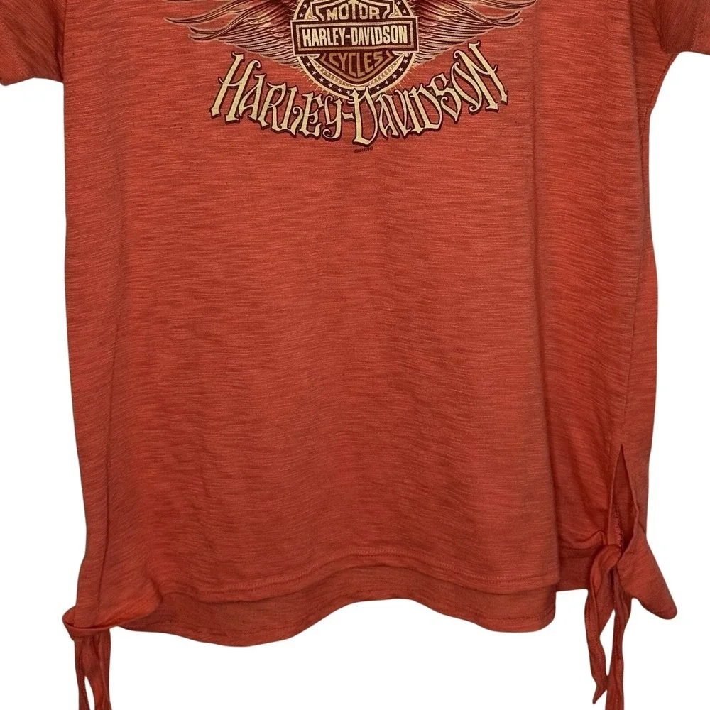 Harley‎ Davidson Shirt Motorcycle Logo Biker Eagle Wings Scoop Neck Ties XL